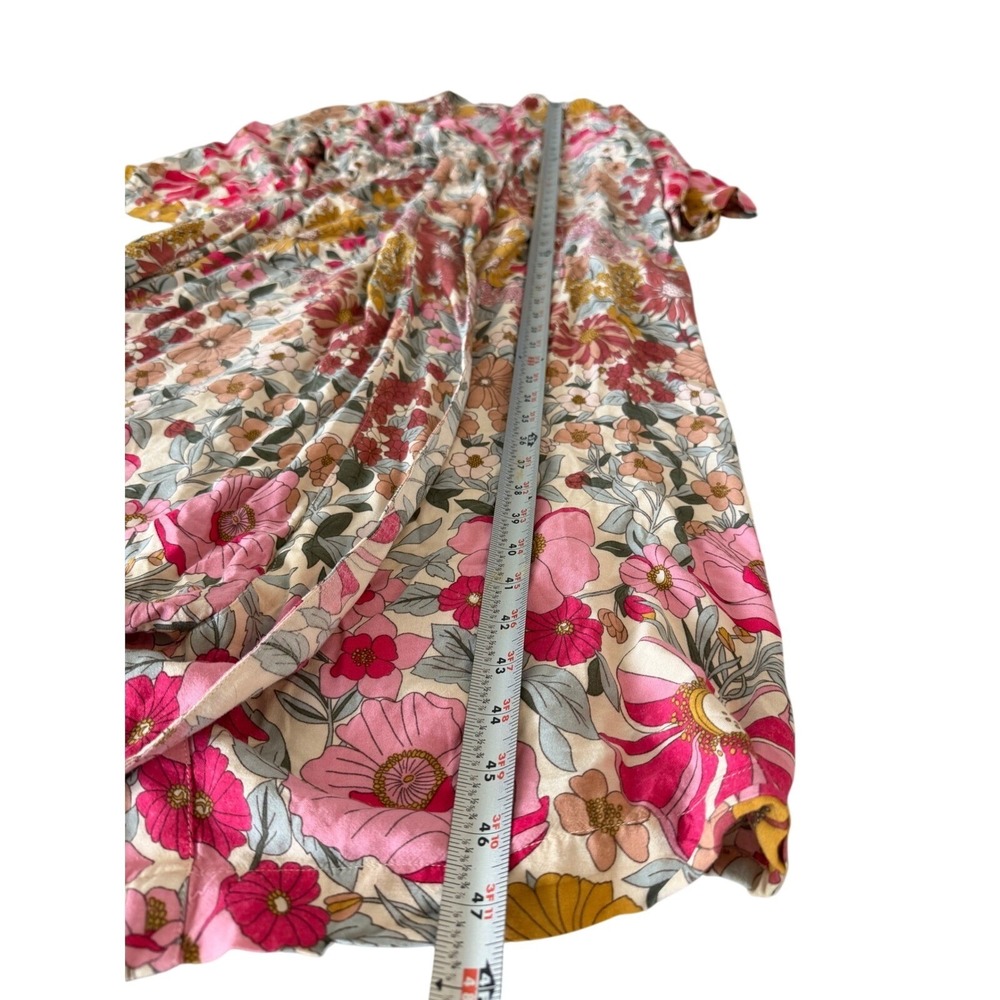 Natural Life Floral Kimono Robe L/XL Pink Mustard Yellow Boho Duster Coverup - Picture 7 of 9